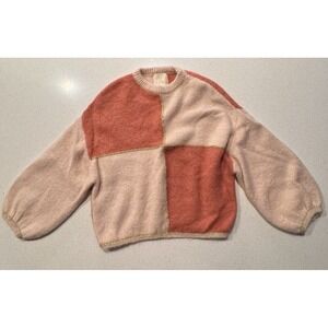 byTiMo Color Block Alpaca Wool Blend Sweater Women M Cozy Fuzzy Knit Crewneck